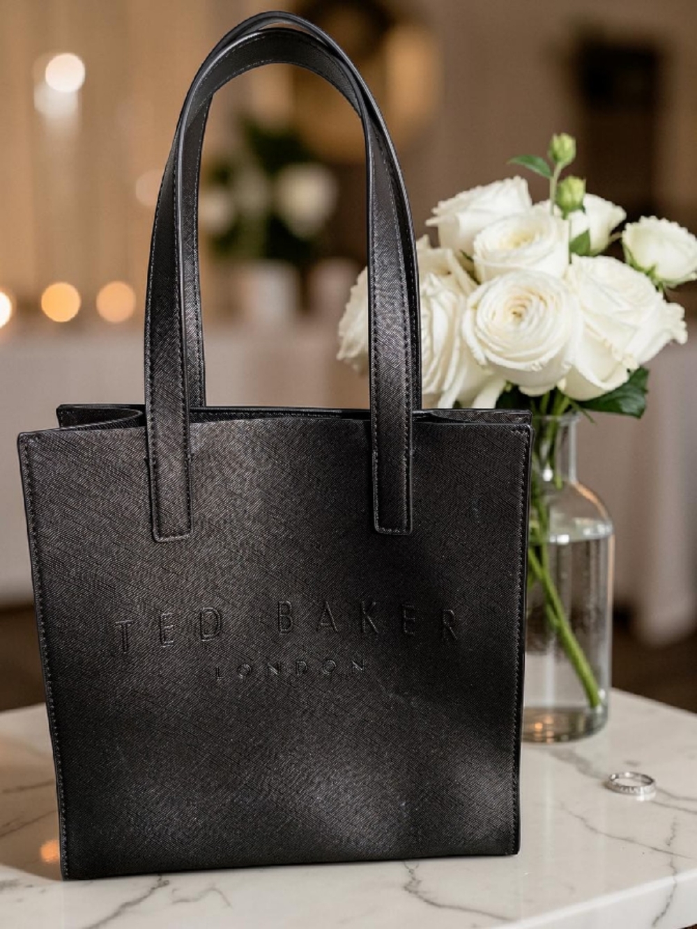New! Ted Baker Black "The Icon" Leather Tote Bag (NWT) - Picture 5 of 10